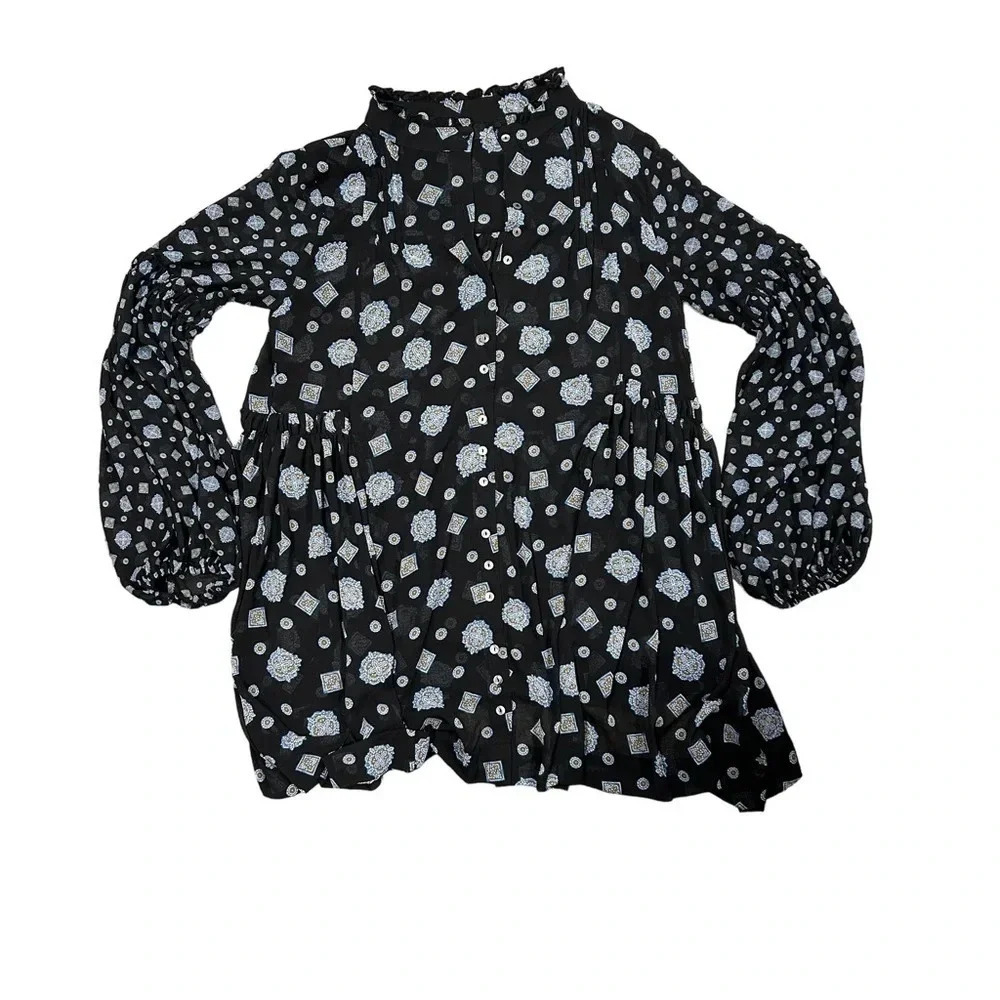 Free People Turn Turn Black minidress‎ Womens Small  Sheer Tnic Shirt Dress EUC